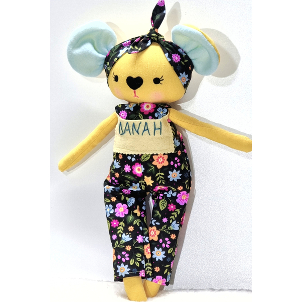 Κούκλα memory pal με όνομα, 50 εκατοστά, ποντικάκι κοριτσάκι - λούτρινα, personalised, βρεφικά, δώρο γέννησης, κούκλες - 5