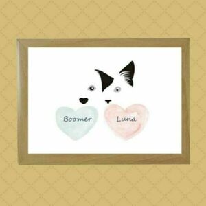 Προσωποποιημένο καδράκι σκύλος & γάτα με τα ονόματα των αγαπημένων σας pet με ξύλινη κορνίζα σε φυσικό χρώμα (21 χ 16 εκ. ) - πίνακες & κάδρα, personalised - 3