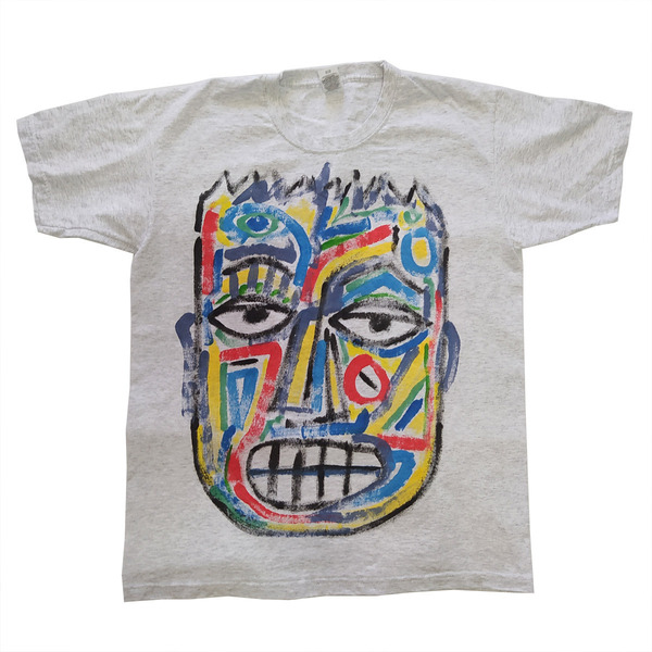Handpainted T-shirt (M) / Ζωγραφισμένο Κοντομάνικο Μπλουζάκι / Ανοιχτό Γκρι 99% Βαμβάκι / Μέγεθος (M) / S001 - ζωγραφισμένα στο χέρι, t-shirt