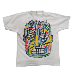 Handpainted T-shirt / Ζωγραφισμένο Κοντομάνικο Μπλουζάκι / Λευκό 100% Βαμβάκι / Μέγεθος (XL) / S002 - ζωγραφισμένα στο χέρι