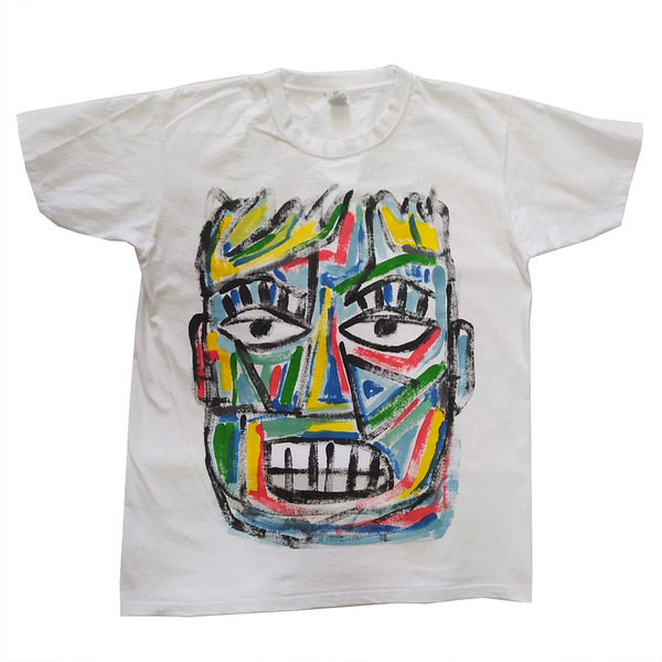 Handpainted T-shirt (M) / Ζωγραφισμένο Κοντομάνικο Μπλουζάκι / Λευκό 100% Βαμβάκι / Μέγεθος (M) / S004 - ζωγραφισμένα στο χέρι, t-shirt