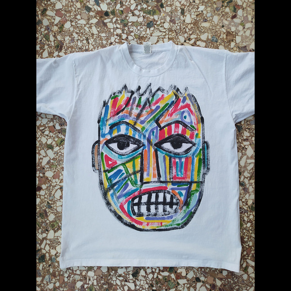 Handpainted T-shirt (XL) / Ζωγραφισμένο Κοντομάνικο Μπλουζάκι / Λευκό 100% Βαμβάκι / Μέγεθος (XL) / S005 - ζωγραφισμένα στο χέρι, t-shirt - 2