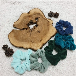 5 Velour Scrunchies Set - ύφασμα, λαστιχάκια μαλλιών