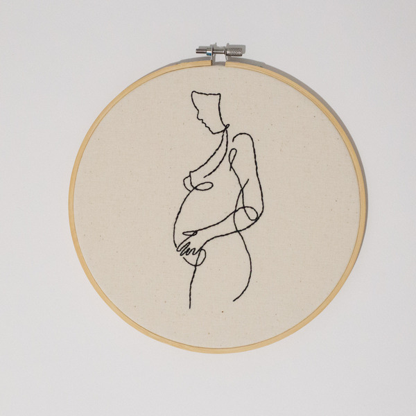Κέντημα "Έγκυος" σε τελάρο μπαμπού 20 εκ. - τελάρα κεντήματος, δώρο γέννησης, γενική διακόσμηση