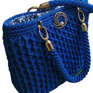Πλεκτή Tote Bag Blue Dream - νήμα, ώμου, μεγάλες, tote, πλεκτές τσάντες - 3