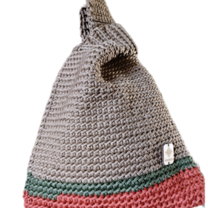 Χειροποίητη πλεκτή τσάντα καρπού crochet 28Χ26X14cm - νήμα, χειρός, tote, πλεκτές τσάντες, μικρές