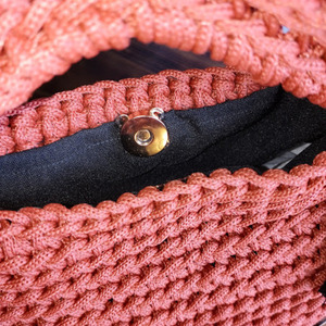Χειροποίητη τσάντα χεριού crochet roof tile red - νήμα, all day, χειρός, tote, πλεκτές τσάντες - 3