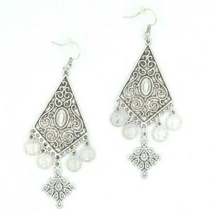 Σκουλαρίκια Boho ''Freya'' Earrings, Επάργυρο - Μήκος 9 εκ. - επάργυρα, μακριά, boho, γάντζος, zamak