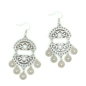 Σκουλαρίκια Boho ''Salome'' Earrings, Επάργυρο - Μήκος 7 εκ. - επάργυρα, boho, γάντζος, zamak