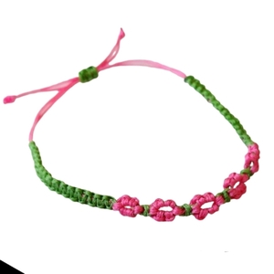 Απλό λεπτό βραχιολάκι Μαργαρίτες fifirixtra handmade simple little daisies macrame bracelet - μακραμέ, κορδόνια, λουλούδι, χεριού, φθηνά - 3