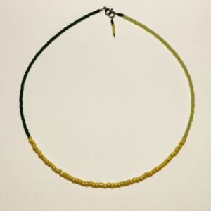 GREEN LIME YELLOW - κοντό κολιέ ~ 44cm - γυαλί, τσόκερ, χάντρες, κοντά, φθηνά