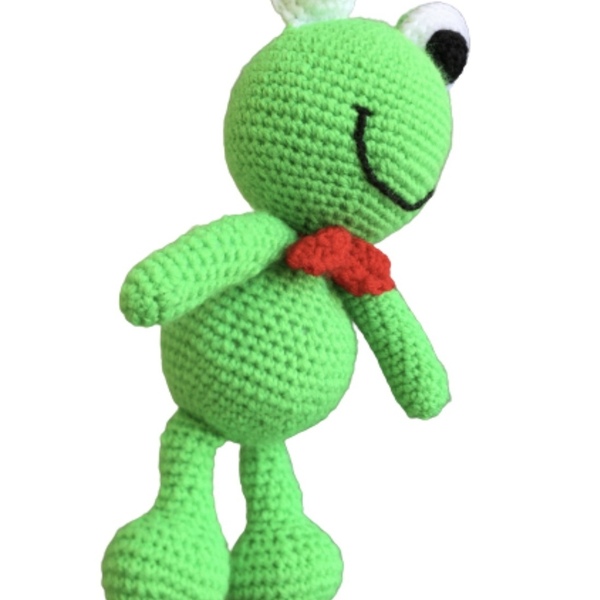 Πλεκτος βατραχος εντονο πρασινο - λούτρινα, δώρα για μωρά, διακοσμητικό παιδικού δωματίου - 4