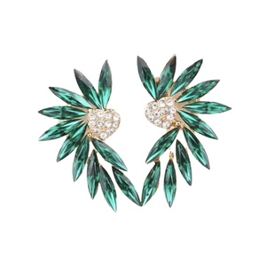 Green rhinestones earrings - στρας, χαλκός, καρφωτά, μικρά, φθηνά