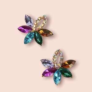 Glamorous colorful earrings! - ορείχαλκος, λουλούδι, καρφωτά, boho, φθηνά - 3