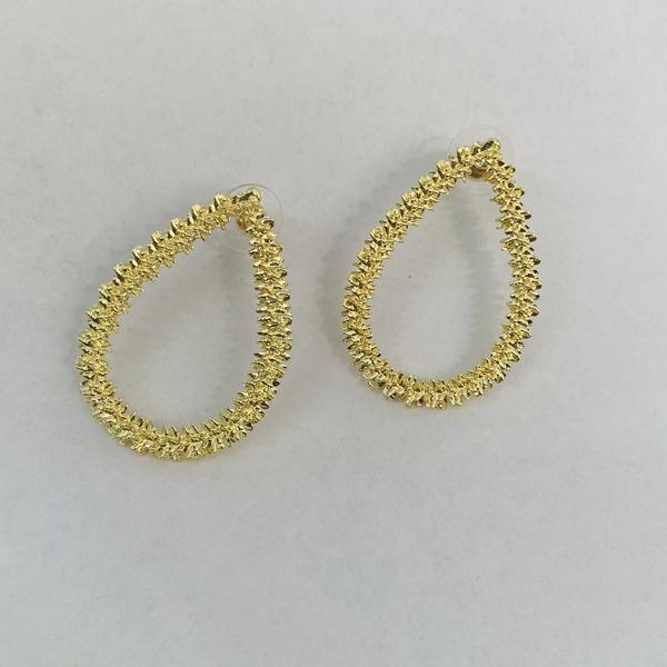 Glamorous gold earrings - ορείχαλκος, καρφωτά, μικρά, φθηνά - 2