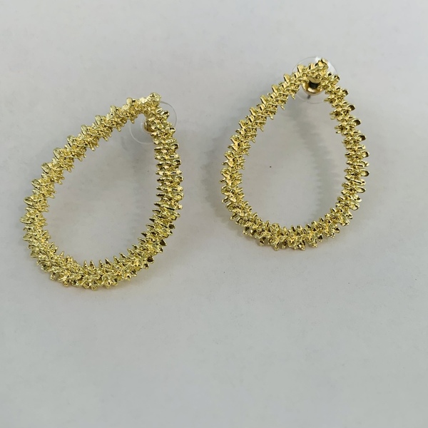 Glamorous gold earrings - ορείχαλκος, καρφωτά, μικρά, φθηνά - 3