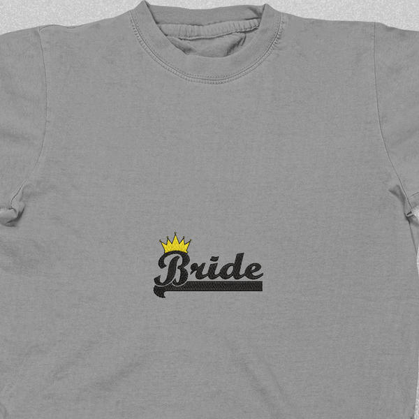 Βαμβακερό μπλουζάκι για Bachelorette party με κεντητό σχέδιο Bride royal - κεντητά - 5