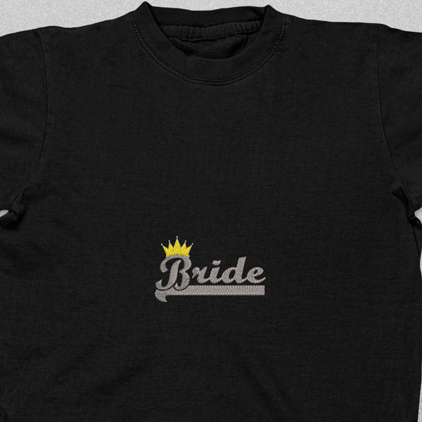 Βαμβακερό μπλουζάκι για Bachelorette party με κεντητό σχέδιο Bride royal - κεντητά - 3