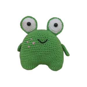 Πλεκτός Πράσινος Βάτραχος ( πλάτος 18εκ., μήκος 18 εκ.) - δώρο, λούτρινα, δώρα για μωρά, για μωρά