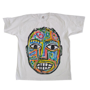 Handpainted T-shirt / Ζωγραφισμένο Κοντομάνικο Μπλουζάκι / Λευκό 100% Βαμβάκι / Μέγεθος (XL) / S009 - ζωγραφισμένα στο χέρι