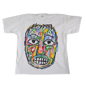 Handpainted T-shirt (XXL) / Ζωγραφισμένο Κοντομάνικο Μπλουζάκι / Λευκό 100% Βαμβάκι / Μέγεθος (ΧXL) / S010 - ζωγραφισμένα στο χέρι