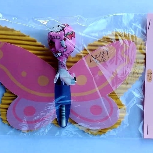 Δωράκι γενεθλίων πεταλούδα με γλειφιτζούρι - κορίτσι, αναμνηστικά, δώρο γέννησης, δώρο γεννεθλίων - 2