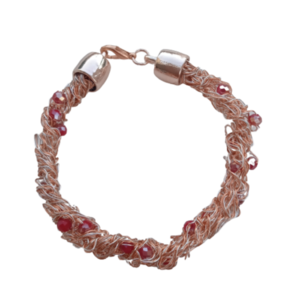 Wire crochet χρυσό βραχιόλι με χάντρες- 19 cm - χαλκός, χάντρες, μαμά, χεριού, χειροπέδες