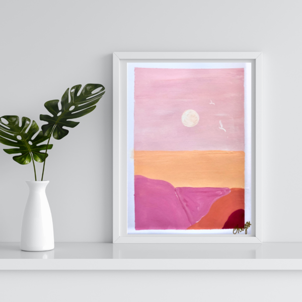 Astract sunset painting A5 - πίνακες & κάδρα, πίνακες ζωγραφικής