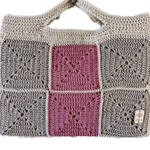 Χειροποίητη πλεκτή τσάντα χειρός crochet apple 36X30X7cm - νήμα, all day, χειρός, tote, πλεκτές τσάντες