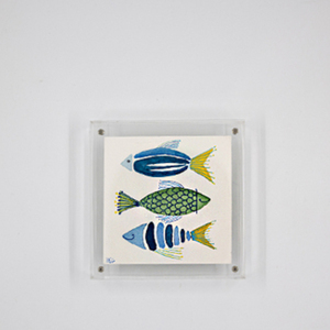 Κουτί plexi glass με ζωγραφισμένα ψάρια μέσα στο καπάκι (ψυχροί τόνοι) - ψάρι, οργάνωση & αποθήκευση, plexi glass, κουτιά αποθήκευσης - 2