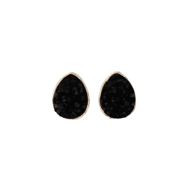 Cute black earrings - χαλκός, καρφωτά, μικρά, φθηνά