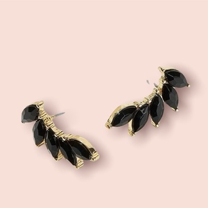 Gorgeous Black earrings - χαλκός, καρφωτά, μικρά, φθηνά - 2