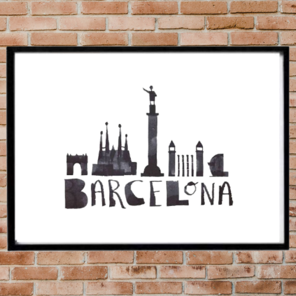Κάδρο " Barcelona¨ με μαύρη συνθετική κορνίζα (31 χ 22 εκ. ) - πίνακες & κάδρα - 3
