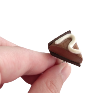 Δαχτυλίδι πάστα σοκολατίνα με πολυμερικό πηλό / μεγάλο / μεταλλική βάση / αυξομειούμενο / Twice Treasured - πηλός, cute, γλυκά, αυξομειούμενα, kawaii - 2