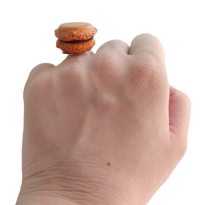Σετ δαχτυλίδι και ατσάλινα σκουλαρίκια macaron πορτοκαλί με πολυμερικό πηλό / μεγάλο / μεταλλική βάση / αυξομειούμενο / Twice Treasured - πηλός, cute, γλυκά, kawaii, σετ κοσμημάτων - 5