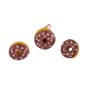 Σετ δαχτυλίδι και ατσάλινα σκουλαρίκια donut με glaze σοκολάτας και λευκά sprinkles με πολυμερικό πηλό / μεγάλο / ατσάλινη βάση / αυξομειούμενο / Twice Treasured - πηλός, cute, γλυκά, kawaii, σετ κοσμημάτων