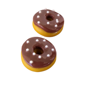 Σετ δαχτυλίδι και ατσάλινα σκουλαρίκια donut με glaze σοκολάτας και λευκά sprinkles με πολυμερικό πηλό / μεγάλο / ατσάλινη βάση / αυξομειούμενο / Twice Treasured - πηλός, cute, γλυκά, kawaii, σετ κοσμημάτων - 3