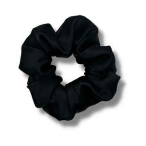 Black satin classic scrunchie - ύφασμα, σατέν, για τα μαλλιά, λαστιχάκια μαλλιών