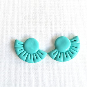 |Mint| Art deco - POLYMER CLAY - Earrings - - πηλός, γεωμετρικά σχέδια, καρφωτά, μεγάλα, καρφάκι