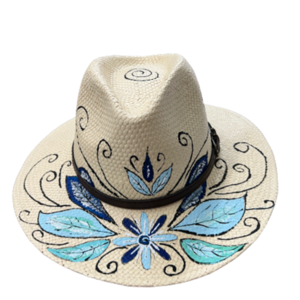 Καπέλο boho ζωγραφισμένο στο χέρι - καπέλο, ψάθινα