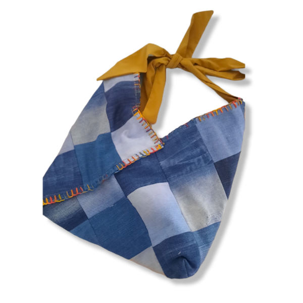 Τσάντα ώμου ή χιαστί patchwork (origami) - ύφασμα, γυναικεία, tote
