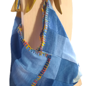 Τσάντα ώμου ή χιαστί patchwork (origami) - ύφασμα, γυναικεία, tote - 2