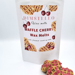 Χειροποίητα wax melts waffle cherry με άρωμα και σχήμα βαφλας κεράσι 14 τμχ, 120 γρ. - αρωματικά κεριά, soy wax, soy candles