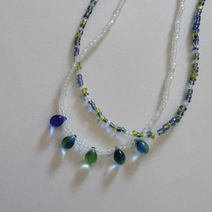 κολιέ seed beads με σταγόνες - γυαλί, τσόκερ, κοντά, ατσάλι, seed beads - 2