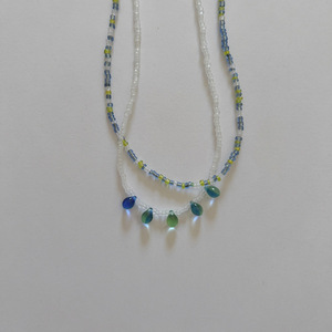 κολιέ seed beads με σταγόνες - γυαλί, τσόκερ, κοντά, ατσάλι, seed beads - 3