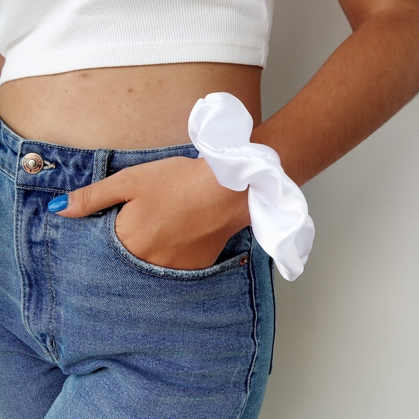 Heavenly |Handmade Satin Scrunchie - ύφασμα, λαστιχάκια μαλλιών, φθηνά - 2