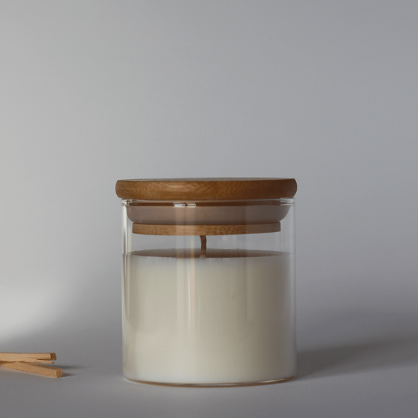 Οικολογικό Κερί σόγιας 110 γρ. 20 - 25 ώρες καύσης, Διάφανο Γυάλινο δοχείο με ξύλινο καπάκι - αρωματικά κεριά - 2