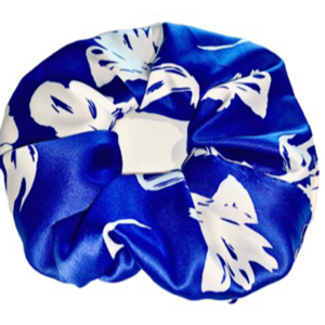 Scrunchie λαστιχάκι μαλλιών μπλε “Santorini” normal size - ύφασμα, λαστιχάκια μαλλιών, satin scrunchie