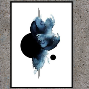 Κάδρο " blue moon " με ξύλινη κορνίζα σε μαύρο χρώμα (42 χ 32 εκ. ) - πίνακες & κάδρα, διακόσμηση σαλονιού - 3