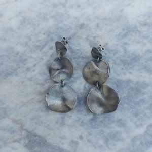 Ασημένια κρεμαστά σκουλαρίκια - ασήμι 925, κρεμαστά, μεγάλα, καρφάκι - 2